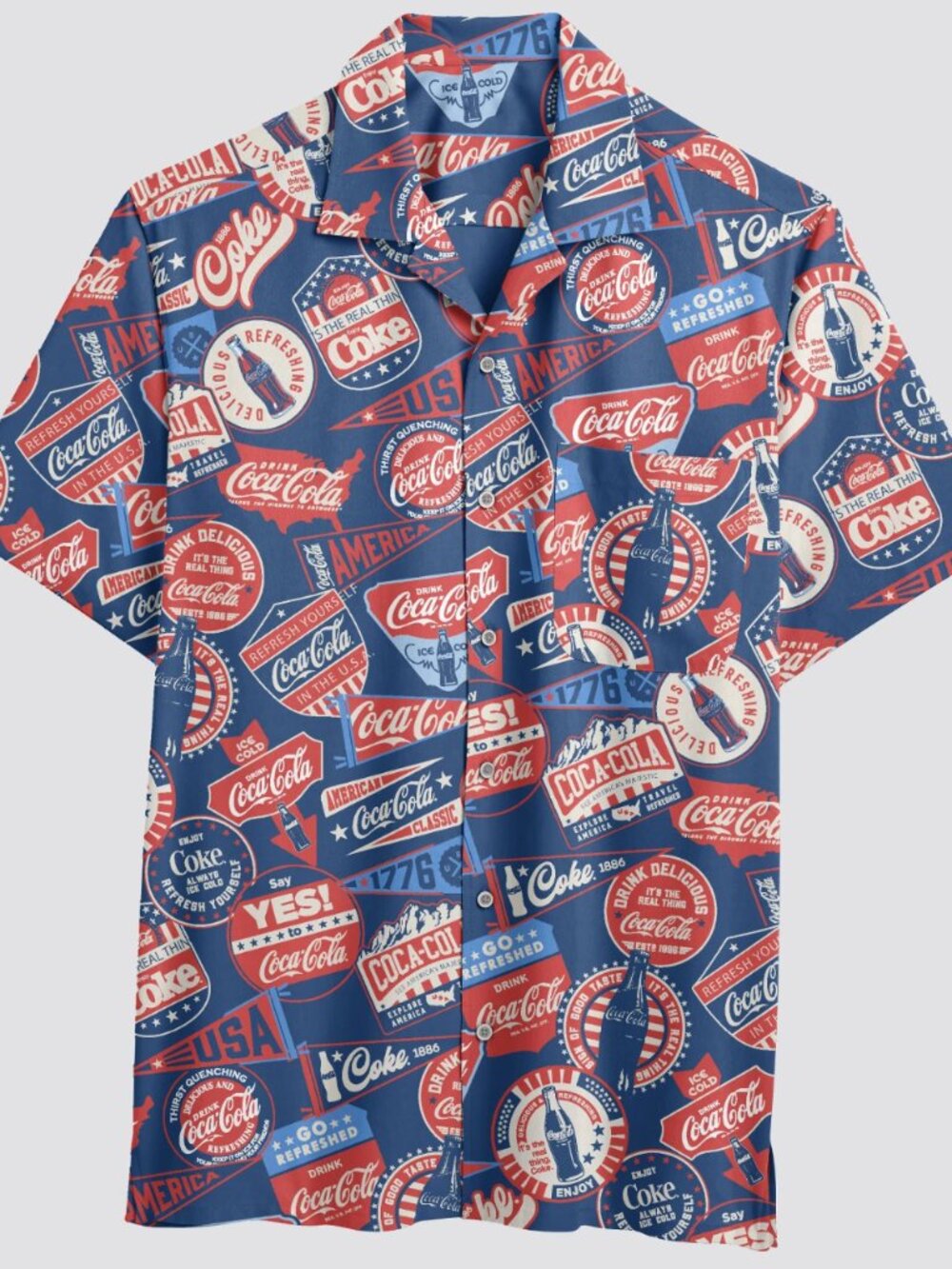NEW Men's Coca-Cola Americana Button-Down Short Sleeve XXL Button Down Shirt